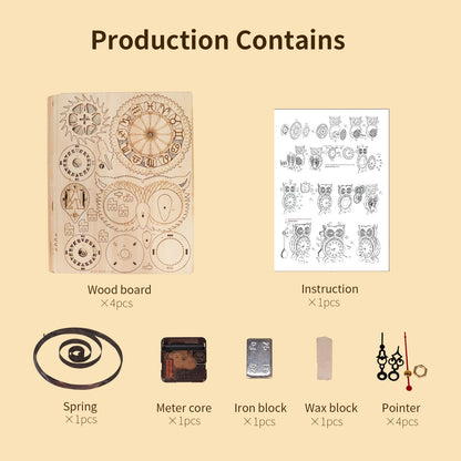 Sales Are Prohibited On The TEMU And SHEIN -MUSIC PARK 3D Wooden Puzzle Owl Clock Model Kits To Build Wooden Construction Handmade Craft Unique Christmas Gift