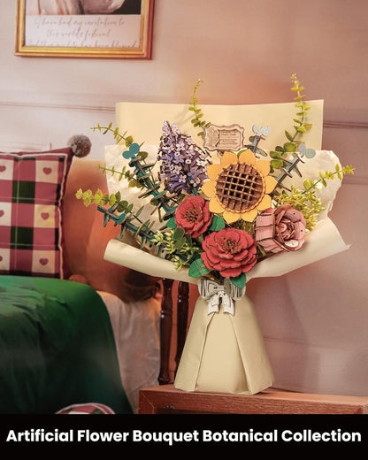 ROBOTIME Flowers 3D Wooden Puzzle Model Kits For Adults To Build, Artificial Flowers For Decoration, Home Decor Accessories Living Room, Gifts For Women On Valentine's Day, Flower Bouquet TW01H