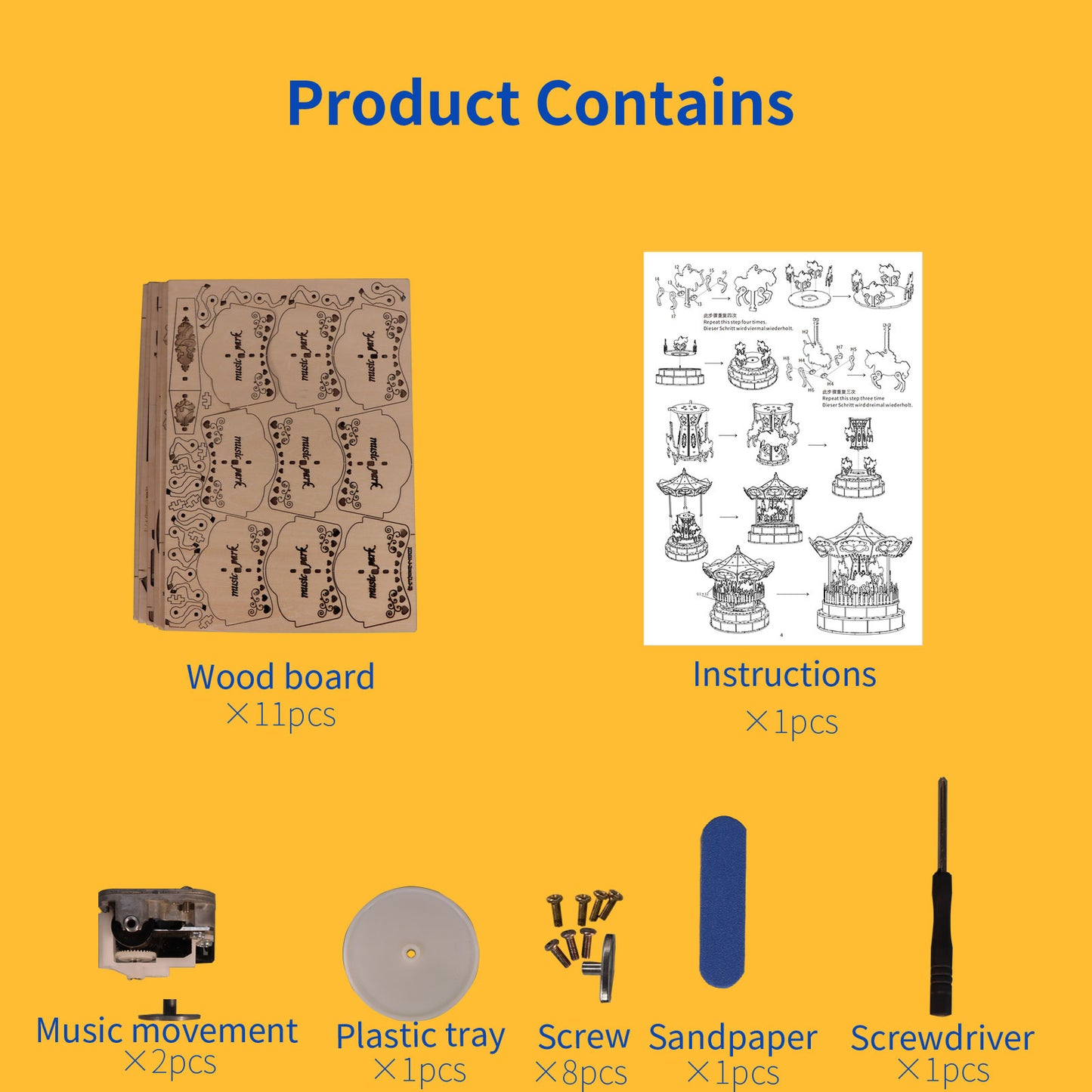 Sales Are Prohibited On The TEMU And SHEIN-MUSIC PARK 3d Wooden Puzzle Carousel Music Box Handmade Assembly Model Kit Holidays Birthdays Christmas Gifts