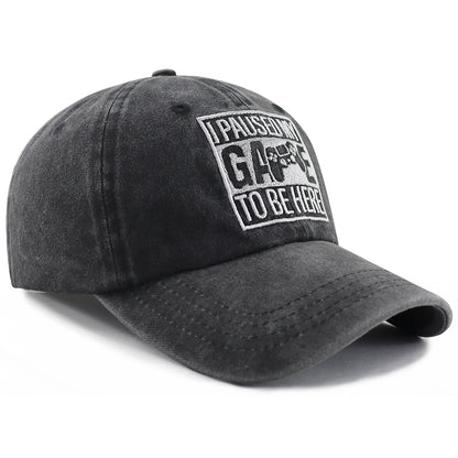 2pcs I Paused My Game To Be Here Baseball Cap,Gamer Gifts For Men Women, Adjustable Embroidered Wash Cotton Baseball Cap