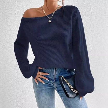 Loose Leisure All-matching Pullover Boat Neck Sweater