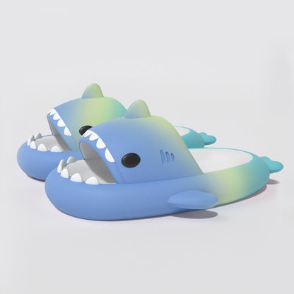 Gradient Rainbow Shark Slippers Women's Summer Indoor