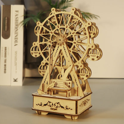 Sales Are Prohibited On The TEMU And SHEIN-MUSIC PARK 3D Wooden Puzzles Music Box Ferris Wheel DIY Crafts Handmade Model Kits For Women Birthday Gifts