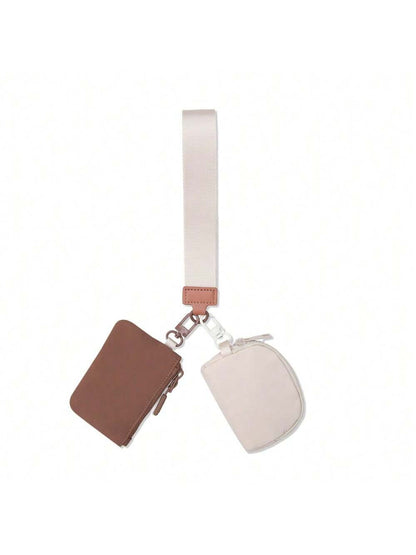 KeyChain Wallet Wristlet Wallets For Women Mini Zip Dual Pouch Wristlet