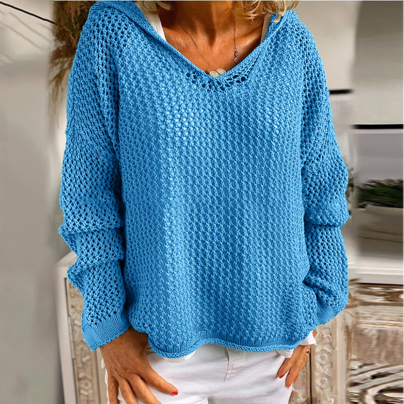 Sun Protection Knitted Hooded Sun Protection Clothing Hooded Thin Loose Sweater