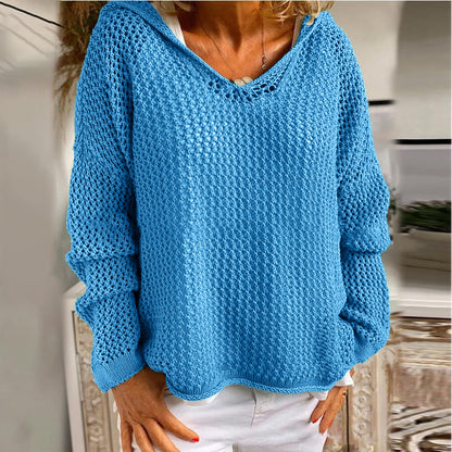 Sun Protection Knitted Hooded Sun Protection Clothing Hooded Thin Loose Sweater