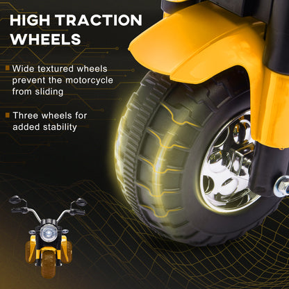 Electric Motorcycle for Kids, 6V Battery Powered Ride-On Dirt Bike 3-Wheels Motorbike with Horn Headlights Realistic Sounds Speed for 18 - 36 Months Yellow