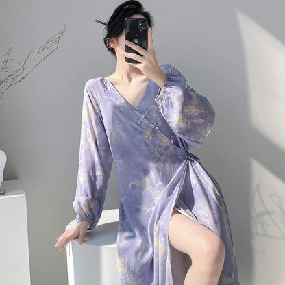 Womens Relaxed-fit Floral-print Simple And Comfortable Dress