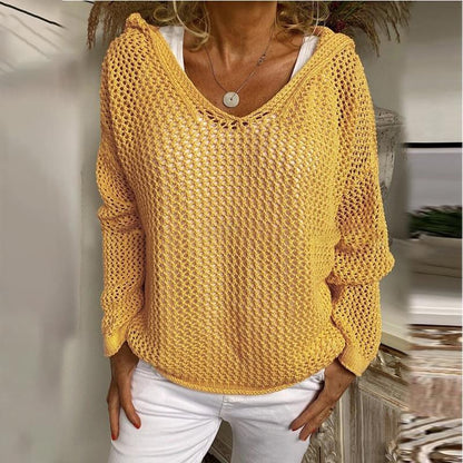Sun Protection Knitted Hooded Sun Protection Clothing Hooded Thin Loose Sweater