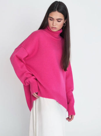 Women's Fashionable All-match Solid Color Turtleneck Sweater