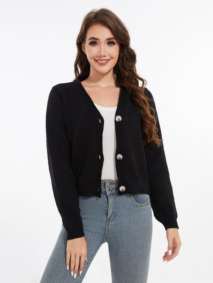 Women's Long Sleeved Striped Cardigan Sweater Top