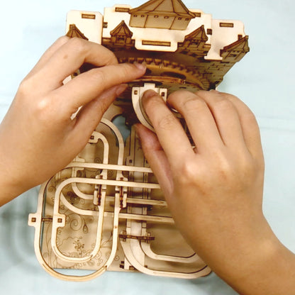 Sales Are Prohibited On The TEMU And SHEIN -MUSIC PARK Electric 3D Wooden Puzzles Marble Run Model Kits  Brain Teaser Puzzle DIY Handmade Christmas Gift