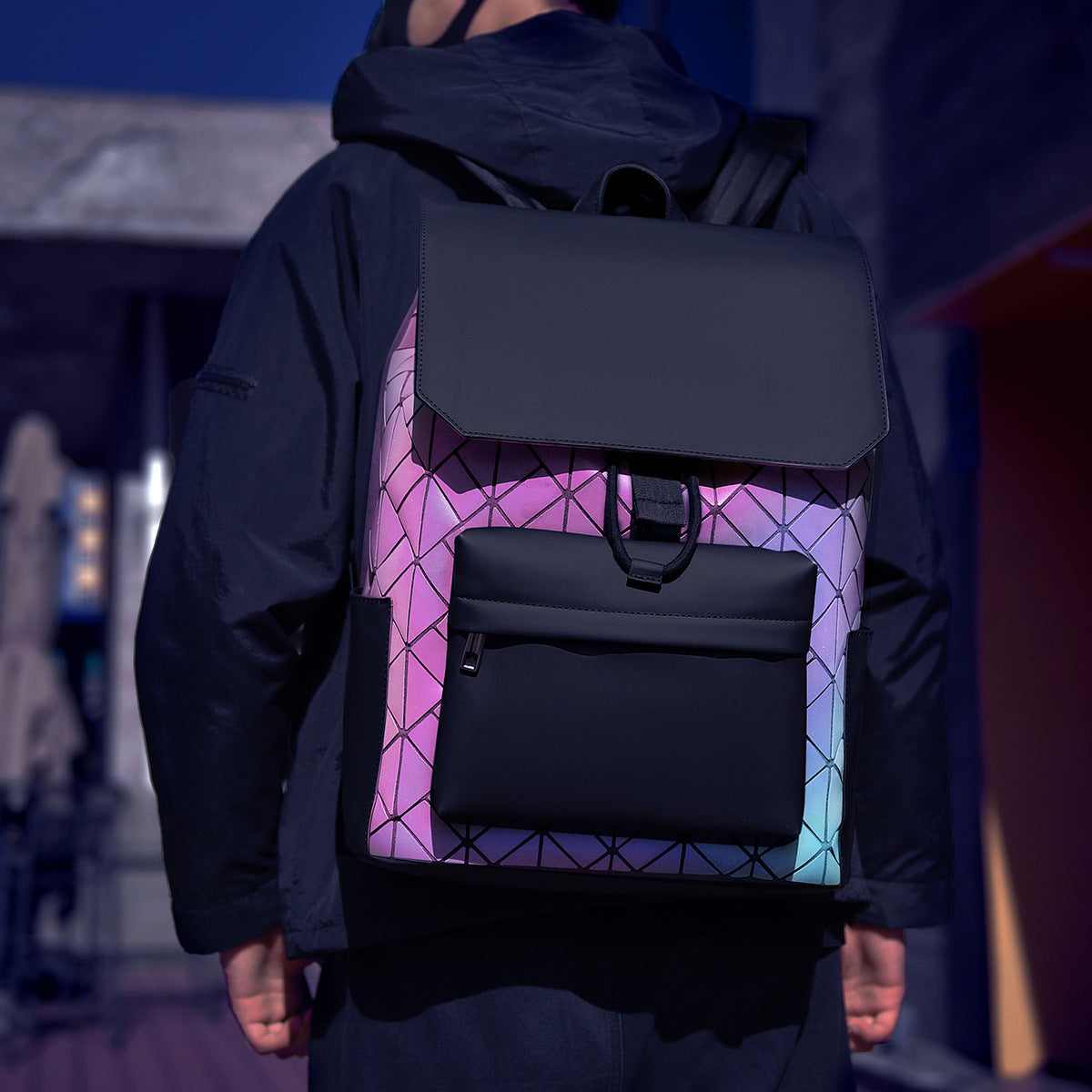 Diamond Pattern Men's Large Capacity Backpack