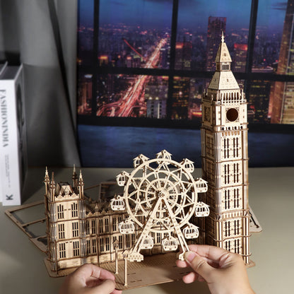 Sales Are Prohibited On The TEMU And SHEIN -MUSIC PARK 3D Wooden Puzzle Big Ben Model Kits Desktop Clock DIY Building Blocks Creative Gift Home Decor For Family Unique Christmas Gift