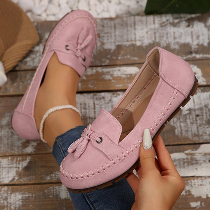 Women's Round Head Loafers Fashion Non-slip Soft Comfortable Flats Shoes