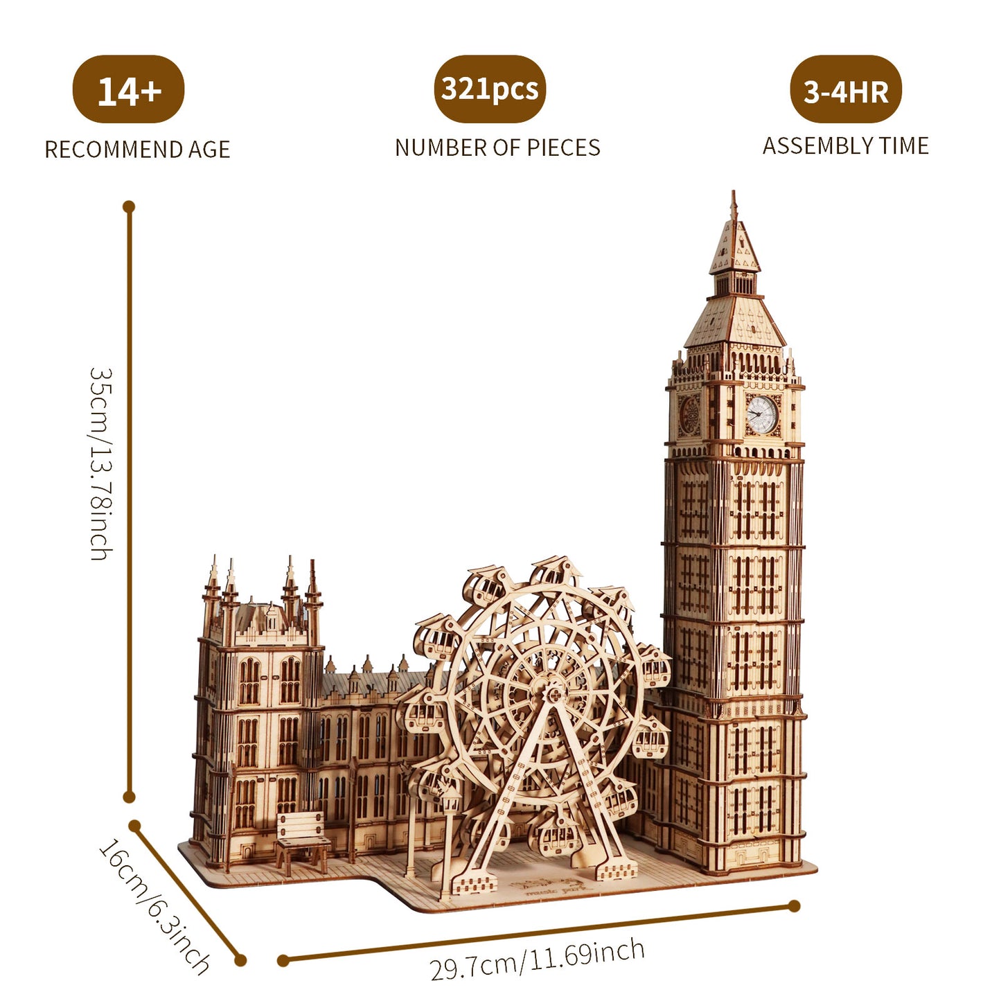 Sales Are Prohibited On The TEMU And SHEIN -MUSIC PARK 3D Wooden Puzzle Big Ben Model Kits Desktop Clock DIY Building Blocks Creative Gift Home Decor For Family Unique Christmas Gift