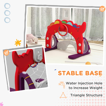 Adjustable Height 4.4-5 ft Kids Basketball Hoop, 5 in 1 Design, for Indoor Use, Red
