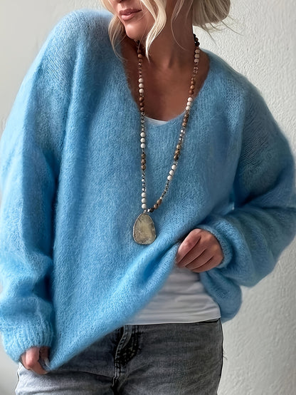 Pullover Solid Color Idle Style Loose Sweater Top