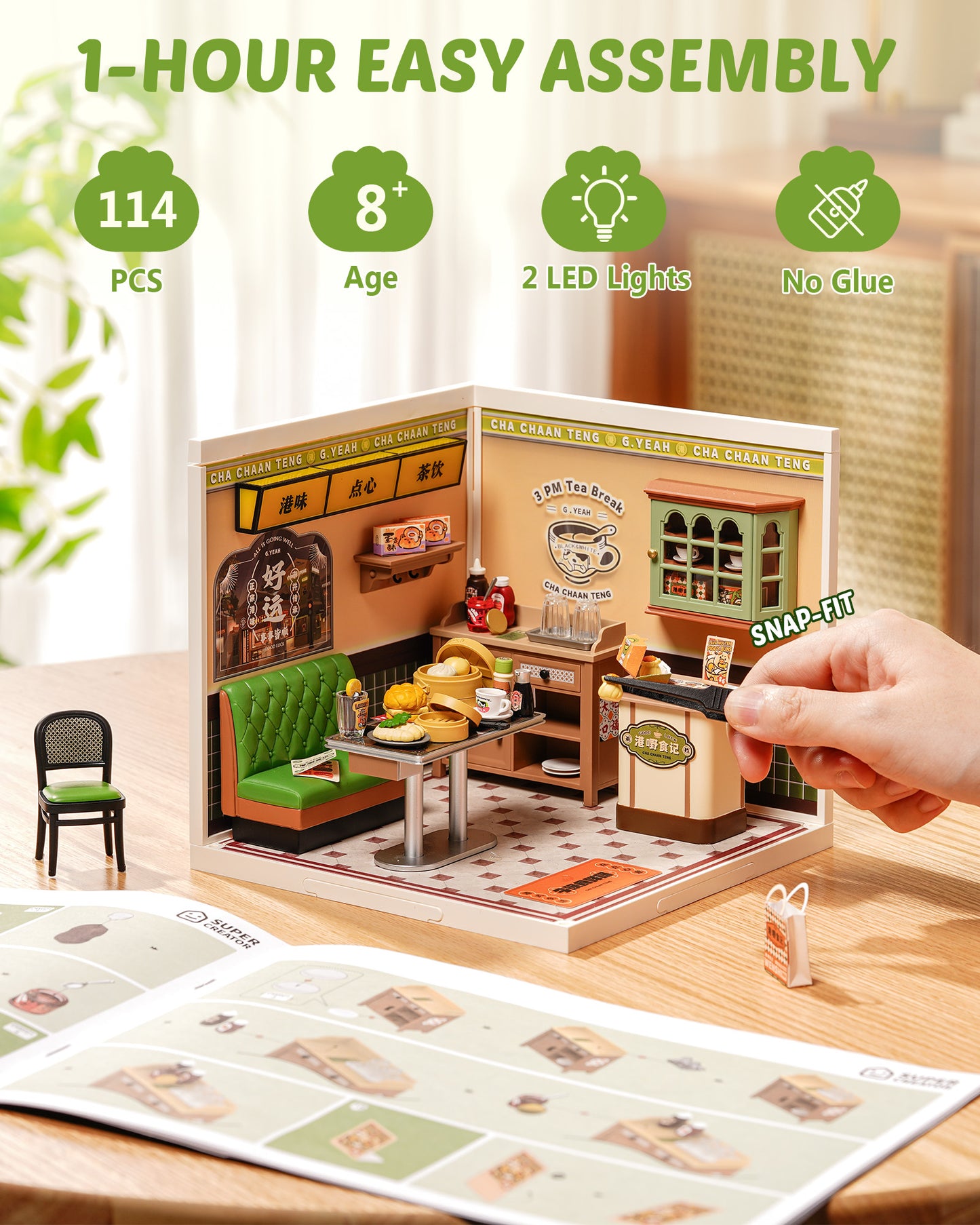 Rolife Super Creators DIY Plastic Mini House Building Set - 3D Puzzle With LED Lights, Compatible With Mini Figures, Multiple Themes Available, Suitable For Teenagers And Adults,DW021