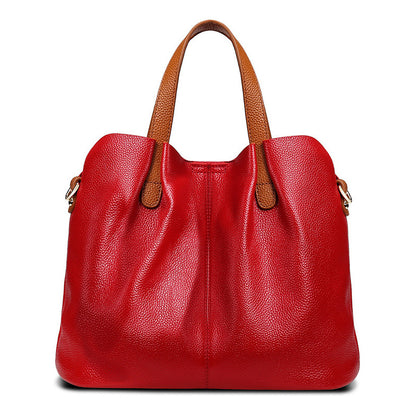 Womens Simple Casual Soft Leather Tote Bag