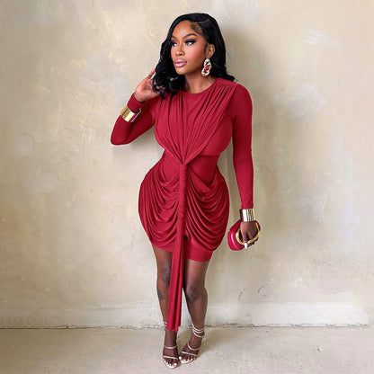 Stylish And Elegant Short Sheath Dress With Long Sleeves