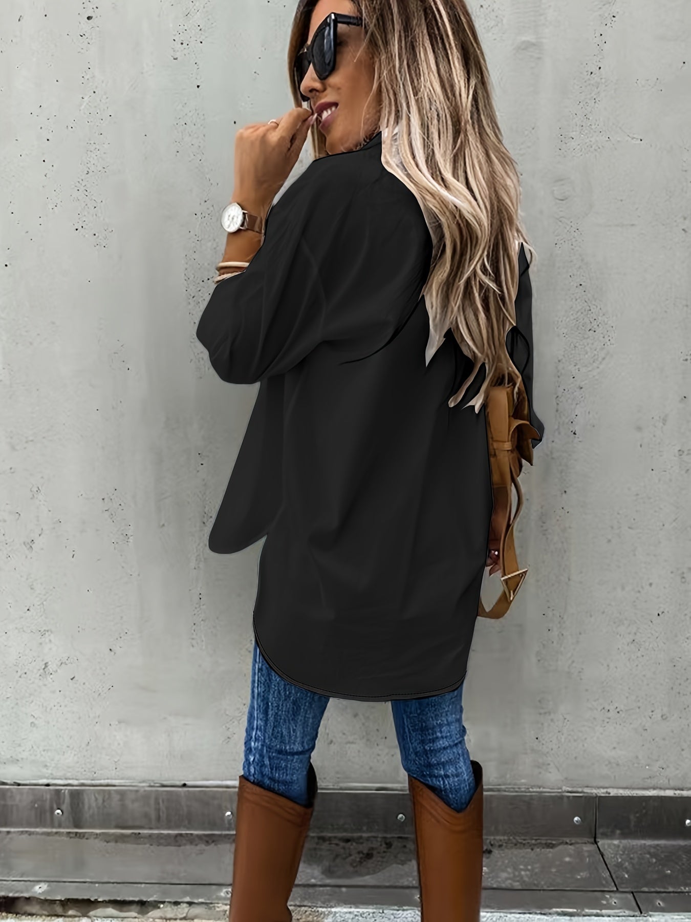 Simple Casual Long Sleeve Shirt With Pocket