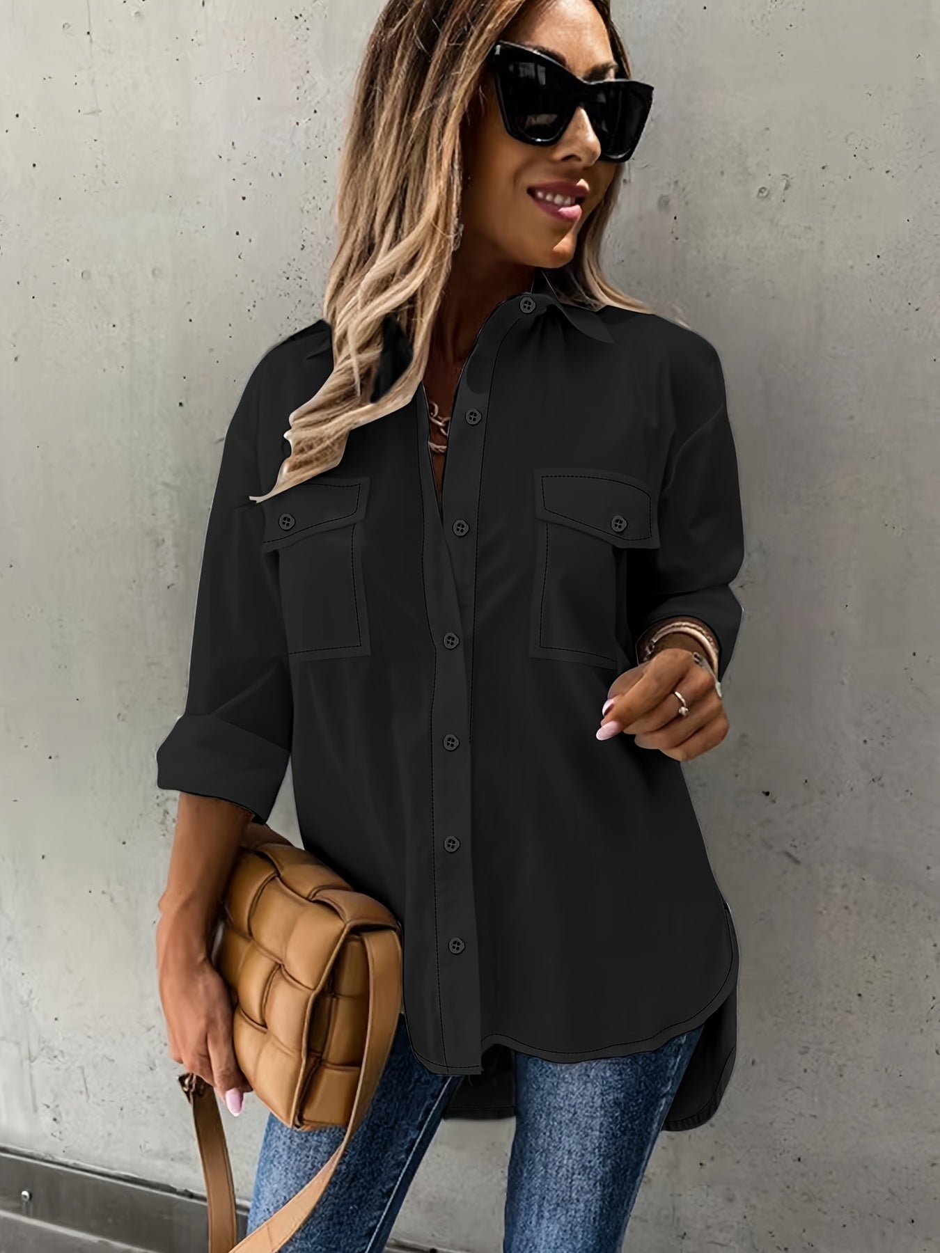 Large Size Two-piece Set Women's Long Sleeve Casual Shirt