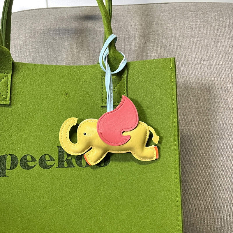 Cute Elephant Bag Pendant Keychain Chic PU Leather Keychains Phone Straps Chain Stylish Keyring,Leather Card Case And Leather Key Charm