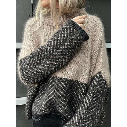 Printed Casual Turtleneck Bedford Cord Sweater