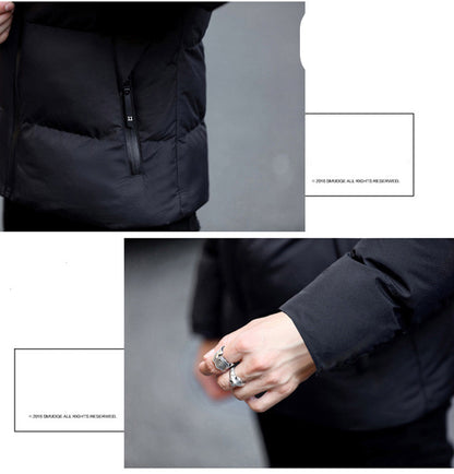 Winter Men's Solid Color Hooded Padded Coat