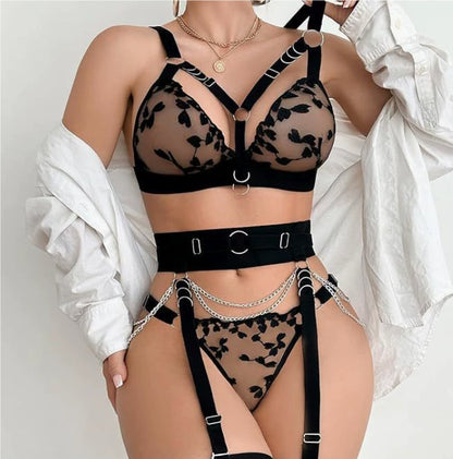 Women's Bundled Waist And Leg Loop Adjustable Sexy Lingerie Set