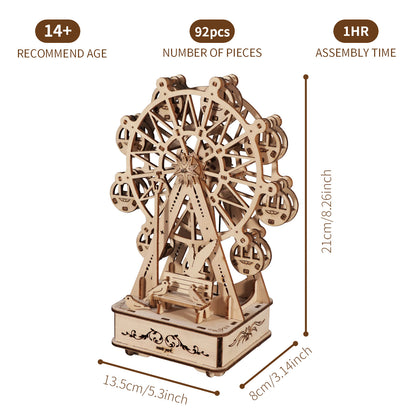 Sales Are Prohibited On The TEMU And SHEIN-MUSIC PARK 3D Wooden Puzzles Music Box Ferris Wheel DIY Crafts Handmade Model Kits For Women Birthday Gifts