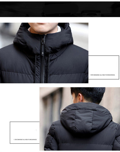 Winter Men's Solid Color Hooded Padded Coat