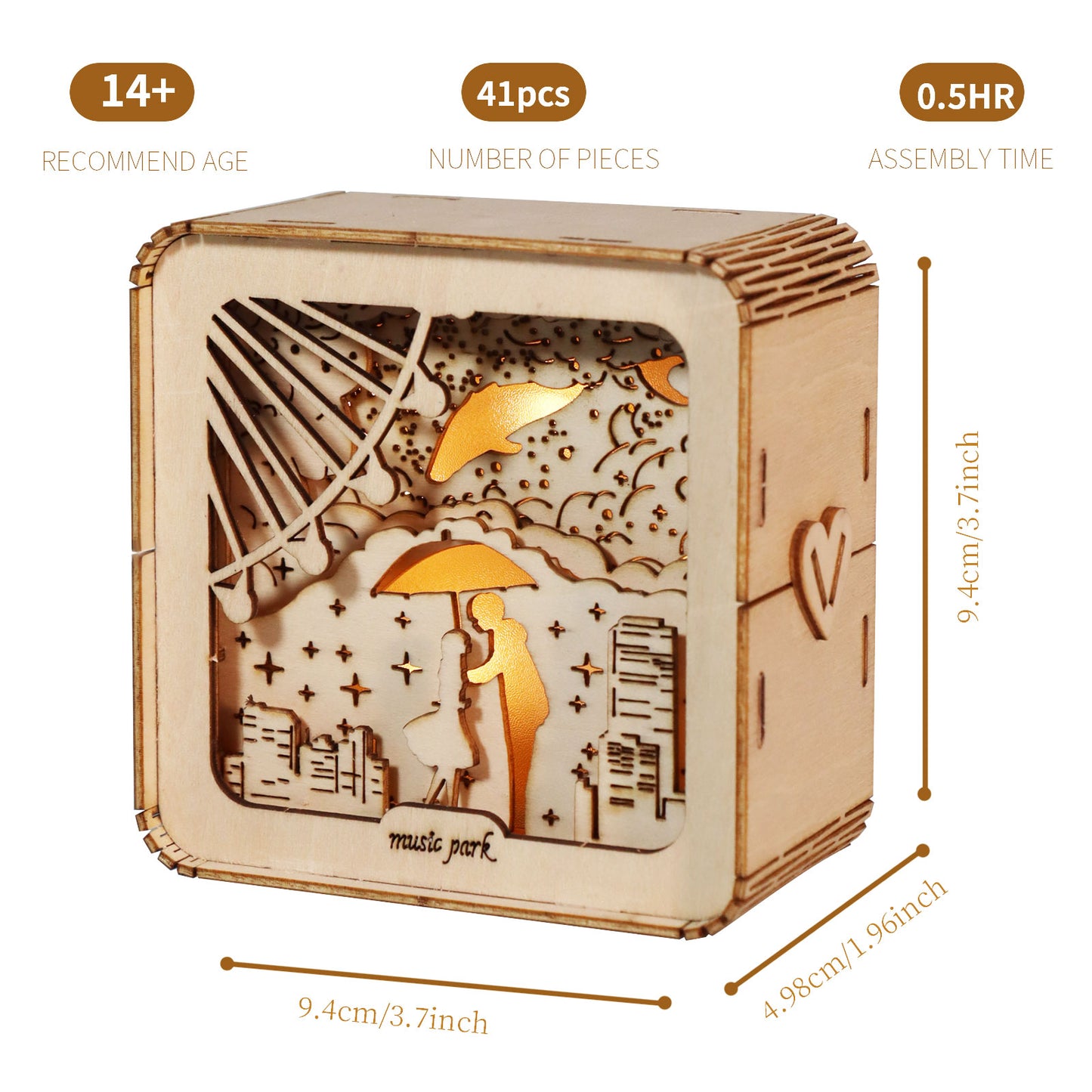 Sales Are Prohibited On The TEMU And SHEIN -MUSIC PARK 3D Wooden Puzzles Love Model Kit Night Lights Desk Decorations Birthday Christmas Gifts For Women Age14