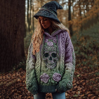 Autumn And Winter Relaxed-fit Hoodie Top Casual Drop-shoulder Vintage Printed Sweater