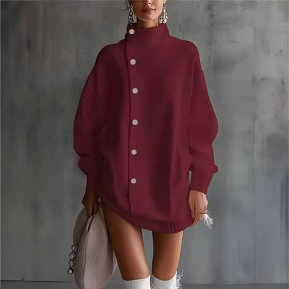 Womens Turtleneck Sweater Cardigan Knitted Outerwear For FallWinter