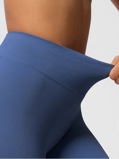 Sexy High Elastic Women's Solid Tights High Waist Workout Yoga Leggings, Scrunch Butt Lifting Elastic Pants, Tummy Control Butt Lifting Workout Yoga Athletic Pants