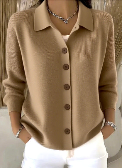 Women's Lapel Button Knitted Cardigan Sweater