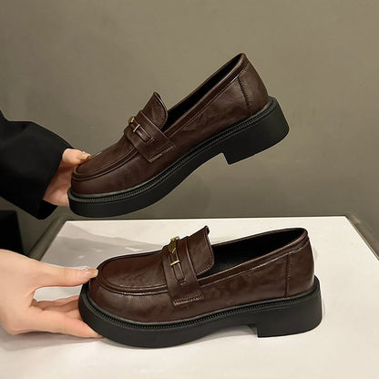 All-match Metal Commuter Soft Bottom Soft Surface Small Leather Shoes