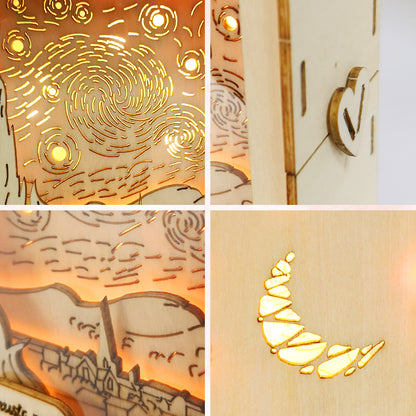Sales Are Prohibited On The TEMU And SHEIN -MUSIC PARK 3D Wooden Puzzles For Adults Starry Sky Model Kit Night Lights Desk Decorations Birthday Gifts For Women