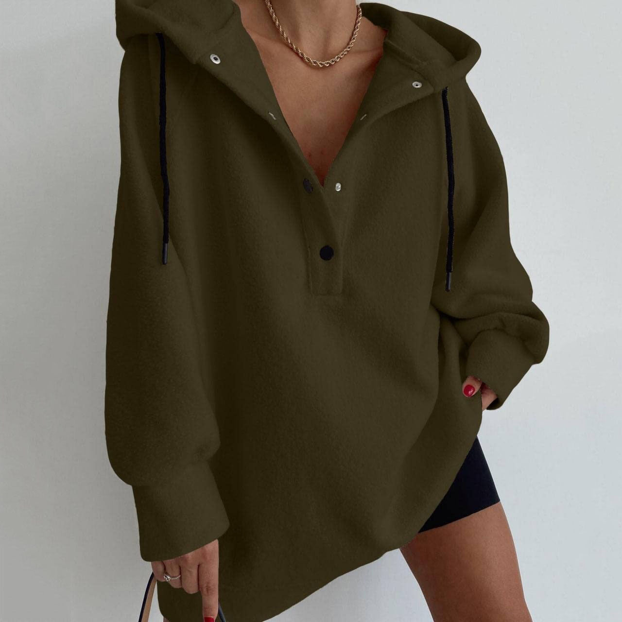 Women's Fashion Casual Hooded Fleece Sweater