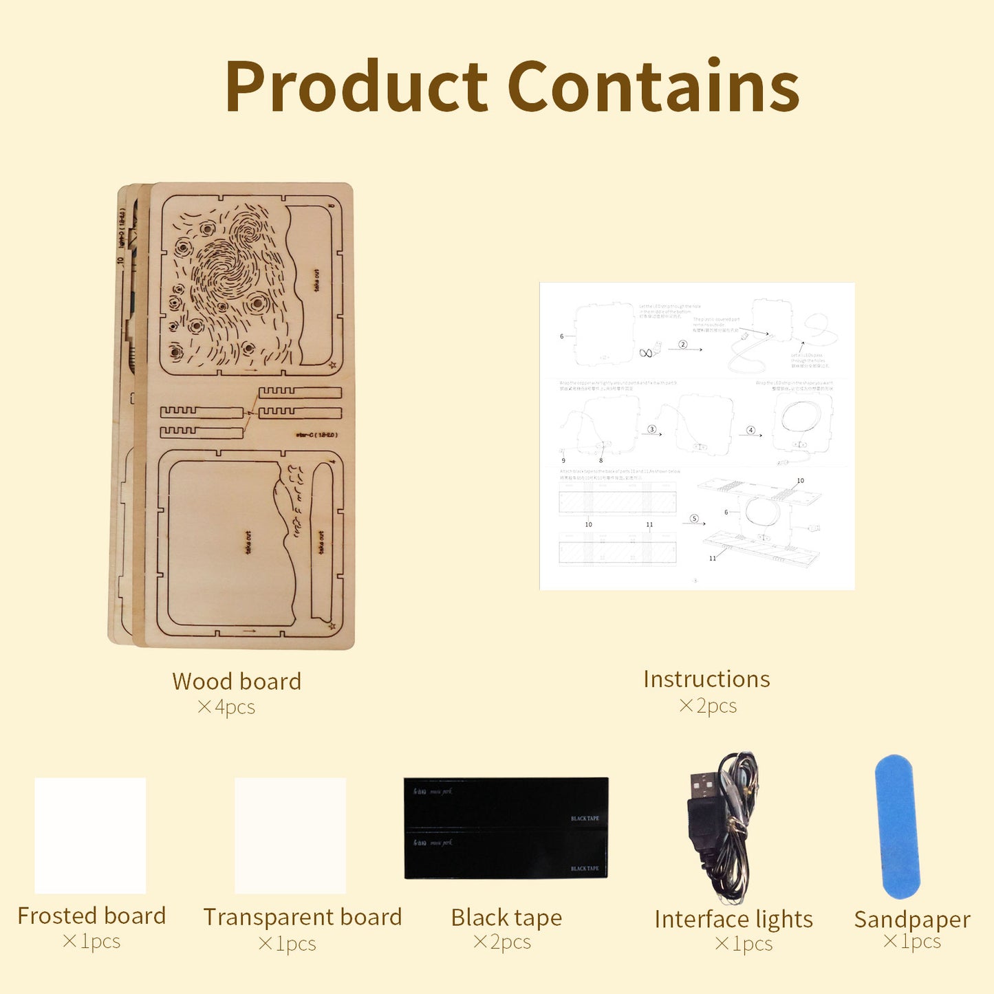 Sales Are Prohibited On The TEMU And SHEIN -MUSIC PARK 3D Wooden Puzzles For Adults Starry Sky Model Kit Night Lights Desk Decorations Birthday Gifts For Women