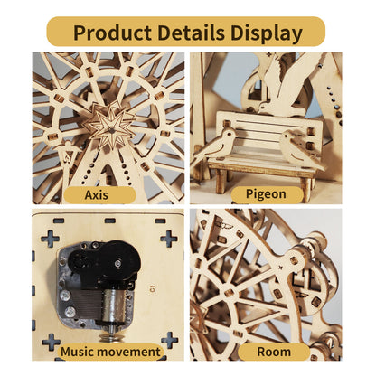Sales Are Prohibited On The TEMU And SHEIN-MUSIC PARK 3D Wooden Puzzles Music Box Ferris Wheel DIY Crafts Handmade Model Kits For Women Birthday Gifts
