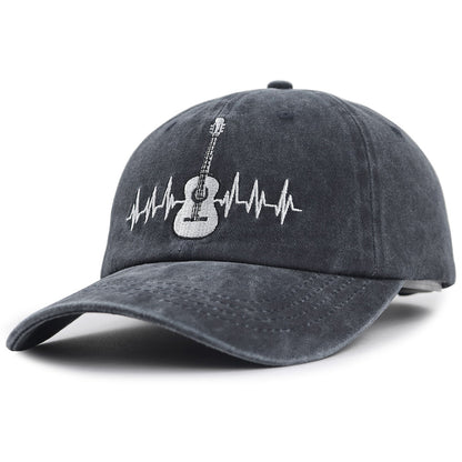 2pcs Guitar Accessories Baseball Cap Guitar Hat Gifts For Women Men, Adjustable Embroidered Wash Cotton Baseball Cap