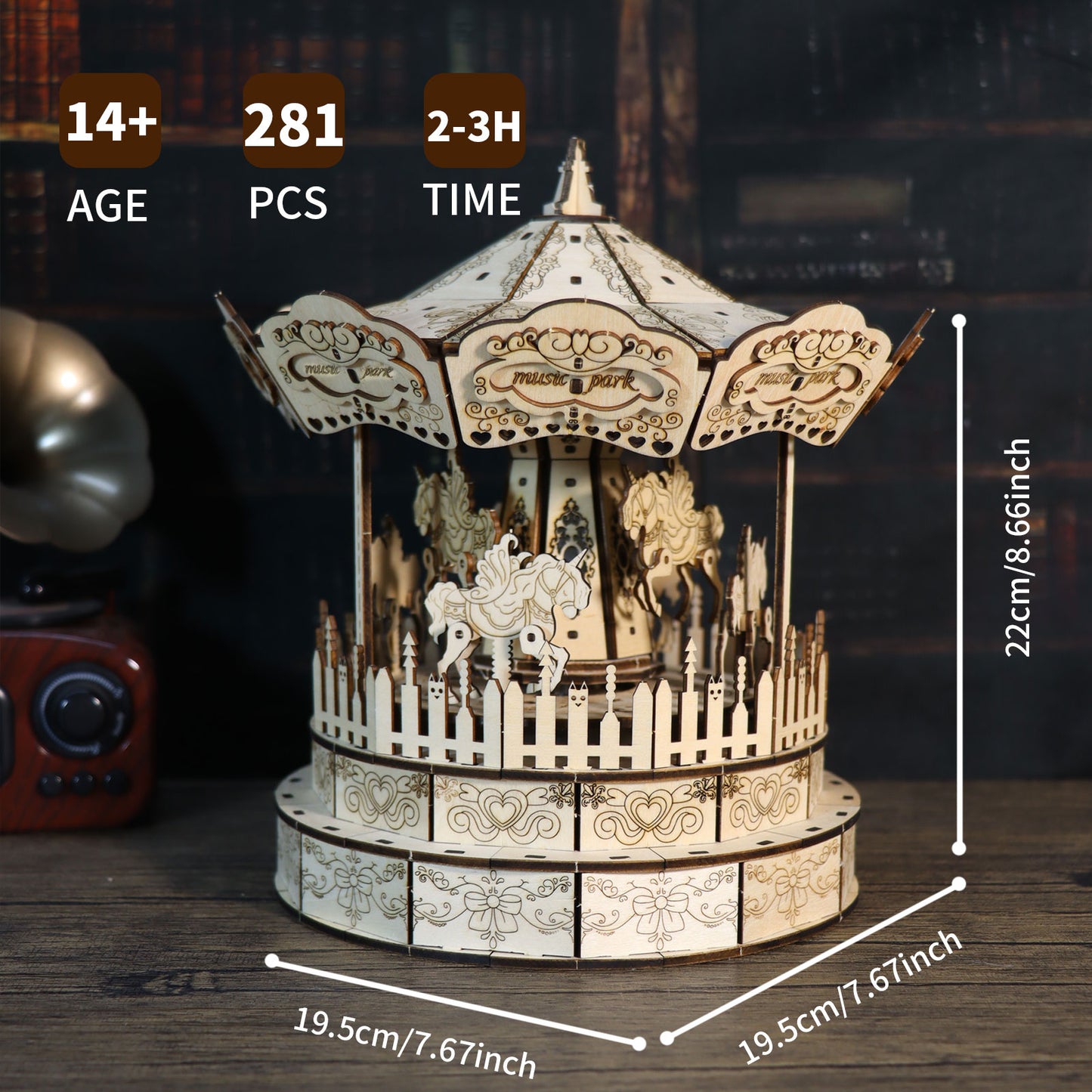Sales Are Prohibited On The TEMU And SHEIN-MUSIC PARK 3d Wooden Puzzle Carousel Music Box Handmade Assembly Model Kit Holidays Birthdays Christmas Gifts