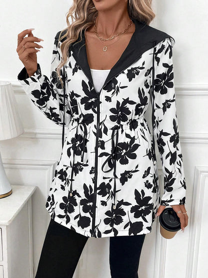 Women's Double-sided Reversible Hooded Zipper Jacket