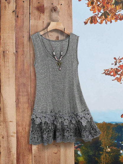 Spring And Summer New Round Neck T-shirt, Lace Lace Casual Off-the-shoulder Short Sleeve Long T-shirt