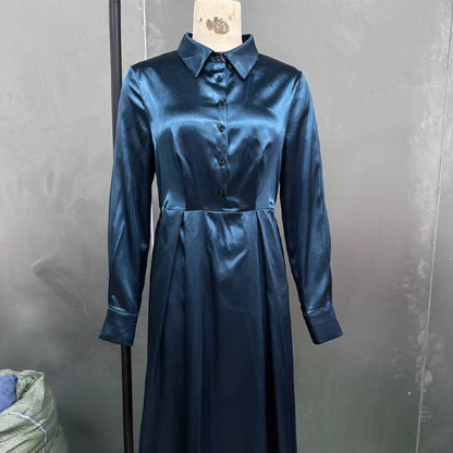 Temperament Long-sleeved Dress Autumn Solid Color A-line Skirt