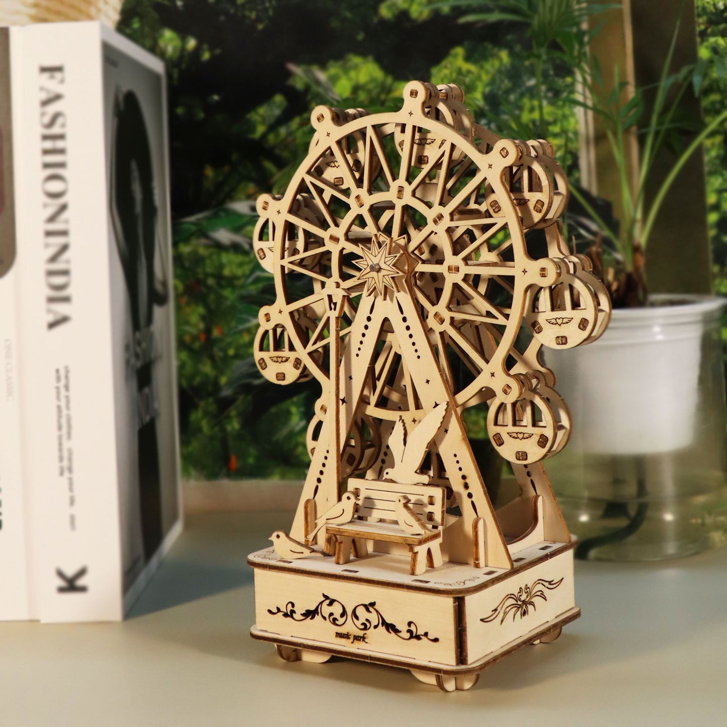 Sales Are Prohibited On The TEMU And SHEIN-MUSIC PARK 3D Wooden Puzzles Music Box Ferris Wheel DIY Crafts Handmade Model Kits For Women Birthday Gifts