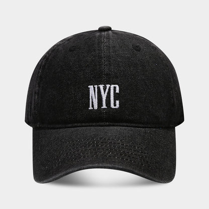 American Retro Denim Alphabet Peaked Cap